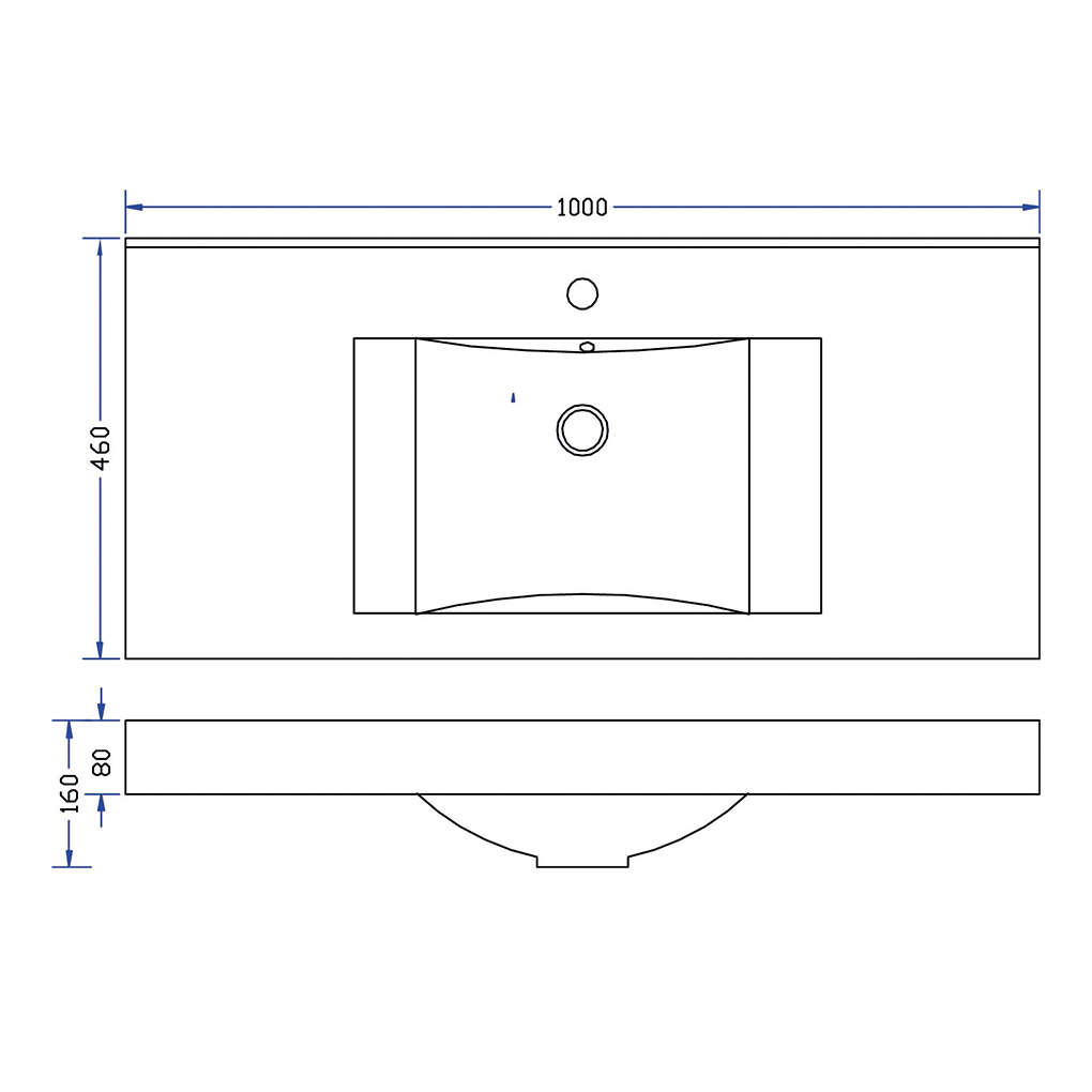 Wiesbaden Tigris Wastafel 100cm Kunstmarmer Glans Wit